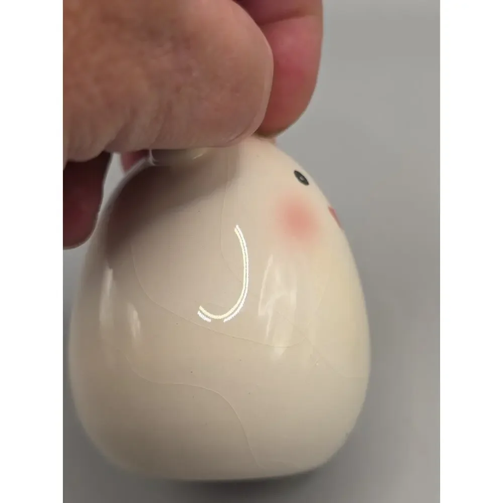 Vintage Easter Salt & Pepper Shakers Egg Shaped Ceramic Bunny Rabbit Yellow...